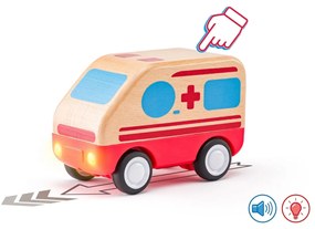 Woody Auto karetka pogotowia z dźwiękami iświatłami, koło zamachowe