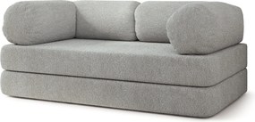 Masseno Sofa piankowa EIREN z funkcją spania, Kanapa z pianki do salonu, Bezmontażowa, Tkanina bucle – Jasnoszary QUELLE 83