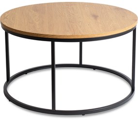 Stolik Kawowy LELLA MAX 80 cm Dąb Złoty/Czarny Nowoczesny Loft