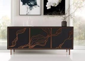 Komoda Gambia 164 cm – nowoczesna, elegancka, glamour, metalowy stelaż, 3-drzwiowa