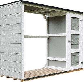 Zewnętrzny schowek na drewno opałowe - 75 x 217 x H159 cm - 1,09+0.53 m² - schowek na drewno i narzędzia - M981-TUNDRA GREY