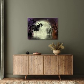 Obraz na szkle - Księżyc w pełni nad powierzchnią (70x50 cm)