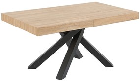 Stół do jadalni rozkładany 6 do 10 osób z MDF i metalu - Naturalny i czarny - CATONAY