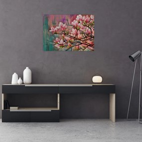 Obraz na szkle - Obraz na szkle olejny, Kwitnąca sakura (70x50 cm)