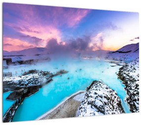 Obraz na szkle - Błękitna laguna na Islandii (70x50 cm)