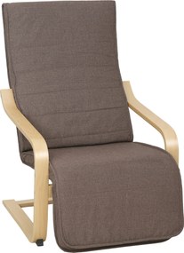 HOMCOM Fotel akcentowy, fotel relaksacyjny z regulowanym podnóżkiem, rama z drewna brzozowego, do 120 kg, 66,5 x 94 x 100 cm, brązowy | Aosom PL