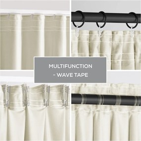 Beżowa aksamitna zasłona częściowo zaciemniająca (dimout) 140x245 cm Pleat – Restilo