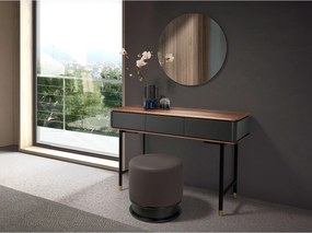 Prostokątna konsola orzech, matowe ciemnoszare drewno i czarna stal 7171 ANGEL CERDA