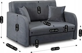 Fotel do Spania VERO 2 Rozkładany Dwuosobowy Amerykanka Szary Nowoczesny