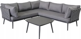 Zestaw mebli ogrodowych szary aluminium narożnik z poduszkami i stolik