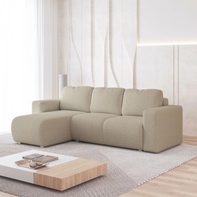 Masseno Narożnik RINOVA z funkcją spania i pojemnikiem na pościel Narozniki L, Rozkładana sofa - Beżowy, QUELLE 05
