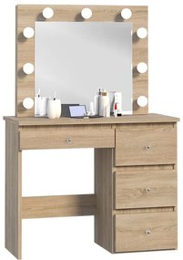 Toaletka glamour z podświetlanym lustrem dąb sonoma - Kaviro 4X