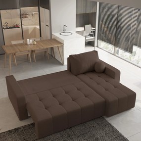 Masseno Narożnik VOLIRA z funkcją spania i pojemnikiem na pościel Narozniki L, Rozkładana sofa - Brązowy, QUELLE 25
