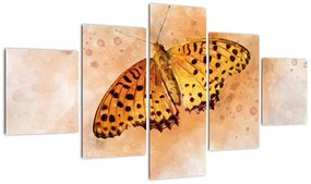 Obraz - Pomarańczowy motyl, akwarela (125x70 cm)