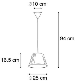 Retro lampa wisząca kremowa 25 cm - Plisse