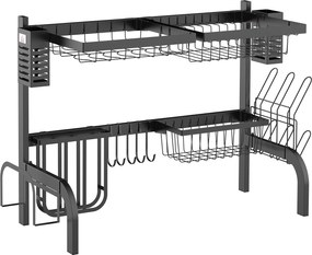 HOMCOM Suszarka do Naczyń, Modułowy Uchwyt na Naczynia z Metalu, Obciążenie do 26 kg, Czarny
