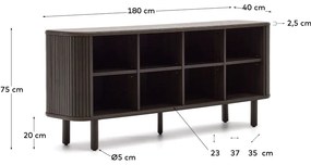 Ciemnobrązowa niska komoda w dekorze jesionu z drzwiami przesuwnymi 180x75 cm Mailen – Kave Home