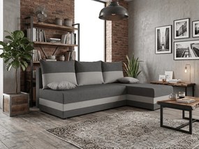 Rozkładana narożna sofa VALERIO SLIM 200x140 cm, ciemnoszara/jasnoszara, uniwersalna + 2 pod
