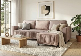 Elegancki narożnik prawostronny rozkładany VIKI 238x143cm, w tkaninie MONOLITH 62 fioletowy