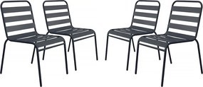 Zestaw 4 składanych metalowych krzeseł ogrodowych "Bilbao" - Szary