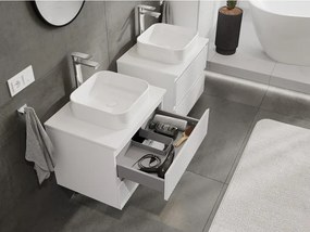 Mexen Rivel szafka łazienkowa podumywalkowa 60 cm z blatem, 2 szuflady, ryflowana , biała mat - 91A20-06047-2-BFFC01