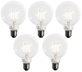 Zestaw 5 ściemnialnych żarówek LED E27 G95 5W 450LM 3000K