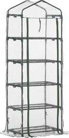 Outsunny Miniszklarnia Przezroczysta i Zielona na Kwiaty lub Warzywa 69x49x193cm | Aosom PL