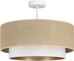 Przysufitowy żyrandol SARTA 1xE27/60W/230V śr. 45 cm biały/juta