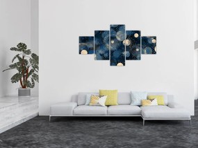 Obraz - Niebiesko-złote pierścienie (125x70 cm)