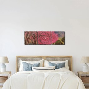 Obraz kwitnących drzew (z zegarem) (90x30 cm)