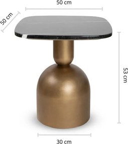 Designerski stolik kawowy Ringo 50, złoty/czarny marmur