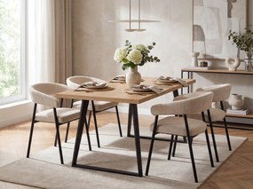 Krzesło do jadalni KATANA z czarnymi nogami, beżowe