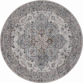 Dywan vintage INKA Klasyczny Medalion z Efektem Postarzenia Beżowo-Szary koło 200 cm x 200 cm