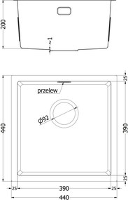 Mexen Trixo zlewozmywak stalowy 1-komorowy 440 x 440 mm, inox - 6413441000-01