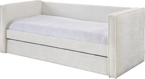 Łóżko kanapa z wysuwaną szufladą 2 x 90 x 190 cm – Tkanina teksturowana – Białe – SULAZO