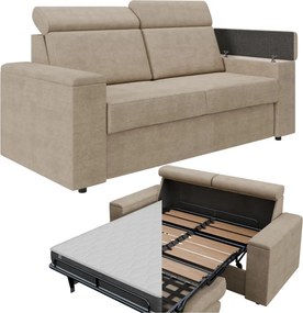 Sofa - kanapa do spania Volta 140x200 cm, z pojemnikami, materacem i stelażem włoskim