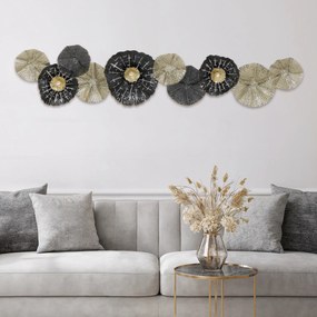 HOMCOM Obraz ścienny, ozdoba ścienna z metalową ramą, nowoczesny styl, Czarny+Złoto | Aosom PL