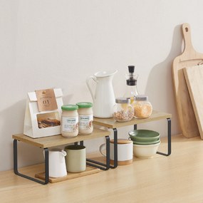 Zestaw 2 półek kuchennych MARZO, dąb artisan/czarny