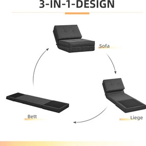 HOMCOM Podłogowy Fotel z Regulacją, Składany, 61 x 73 x 58 cm, Ciemnoszary