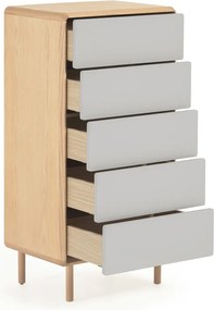 Szara/w naturalnym kolorze komoda w dekorze jesionu 60x117x42 cm Anielle – Kave Home