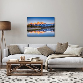 Obraz na szkle ośnieżonych szczytów górskich (70x50 cm)