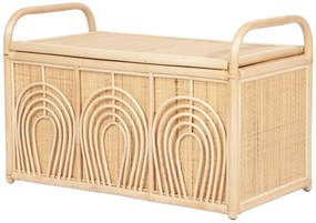Skrzynia do przechowywania z plecionego rattanu – dł. 91 × szer. 48 × wys. 58 cm – naturalna – LUMORA