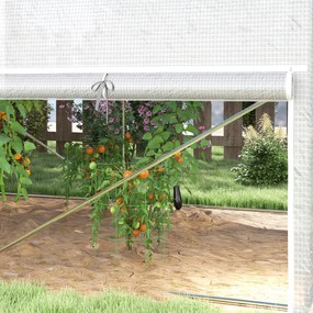 Outsunny Szklarnia tunelowa 3 x 2 x 2 m z rolowanymi bocznymi ściankami, odporna na UV folia z plastiku i stalowy stelaż, Biała