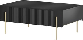 Stolik kawowy Malmi 100 cm z szufladami - czarny mat / złote nóżki