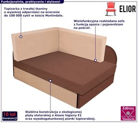 Brązowo Beżowy Narożnik Rozkładany E8-H84
