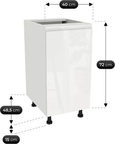 Zestaw Mebli Kuchennych MODERN 200 cm Biały Połysk Nowoczesny