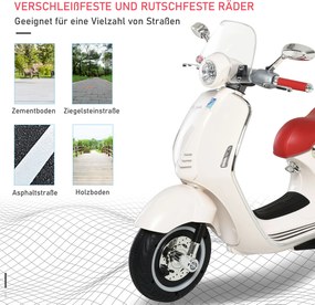 Motocykl dla dzieci HOMCOM z muzyką MP3 marki VESPA biały