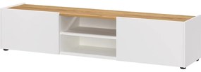 Biała szafka pod TV w dekorze dębu 164x35 cm Schlangen – Germania