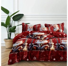 PrzytulneMieszkanie.pl PrzytulneMieszkanie.pl Pościel z mikrowłókna SANTA ON A SWING czerwone Rozmiar pościeli: 70 x 80 cm | 140 x 200 cm
