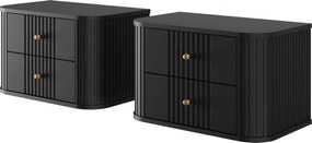 Zestaw szafek nocnych Vesper 56 cm wiszących - czarny / złote uchwyty